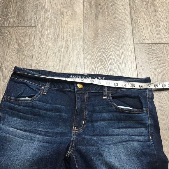 American Eagle Outfitters Jegging Straight Denim Jeans Dark Wash Low Rise 14 - Picture 5 of 9